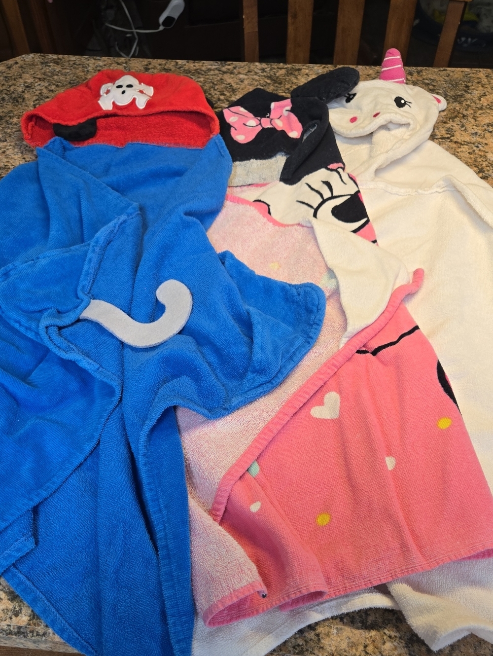 Kids Hooded Character Pool/Bath Towels - Blue, Pink, White